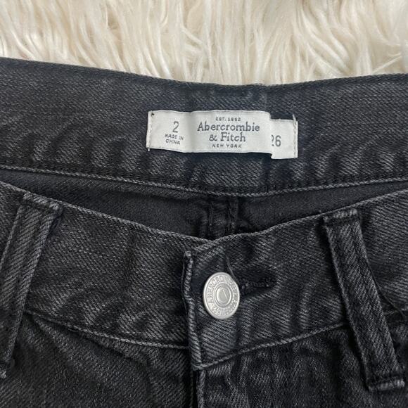 Abercrombie & Fitch Black Destroyed Ripped Baggy Skinny Jeans Size 2 / 26 - Picture 4 of 7